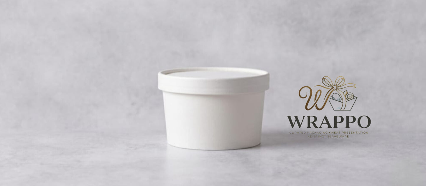 250 ML Premium White Paper Container With Lid
