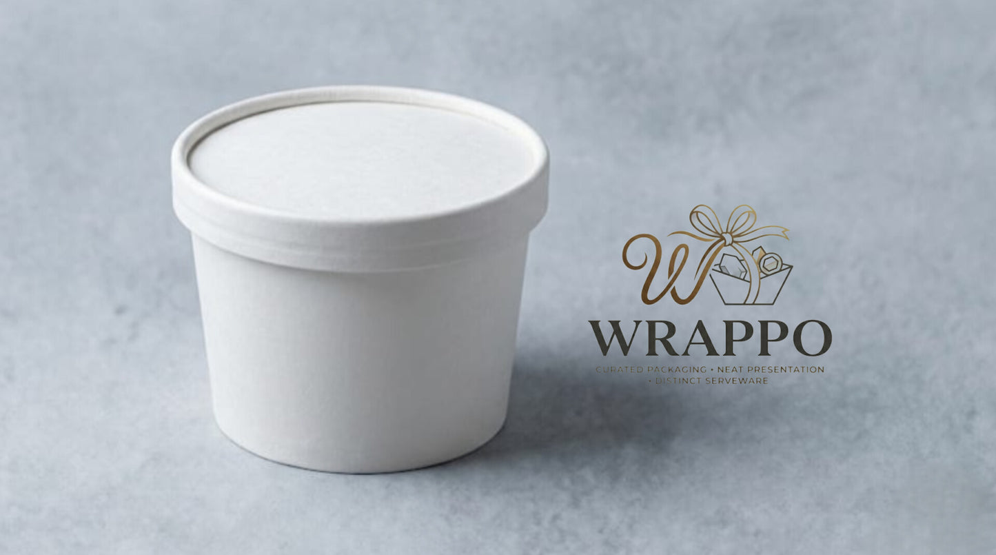 500 ML Premium White Paper Container With Lid