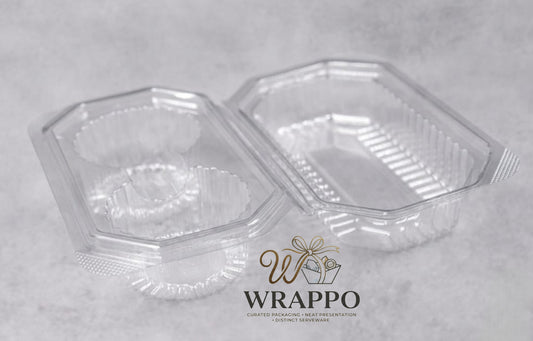 2 Compartment Clear Muffin Hinged Box