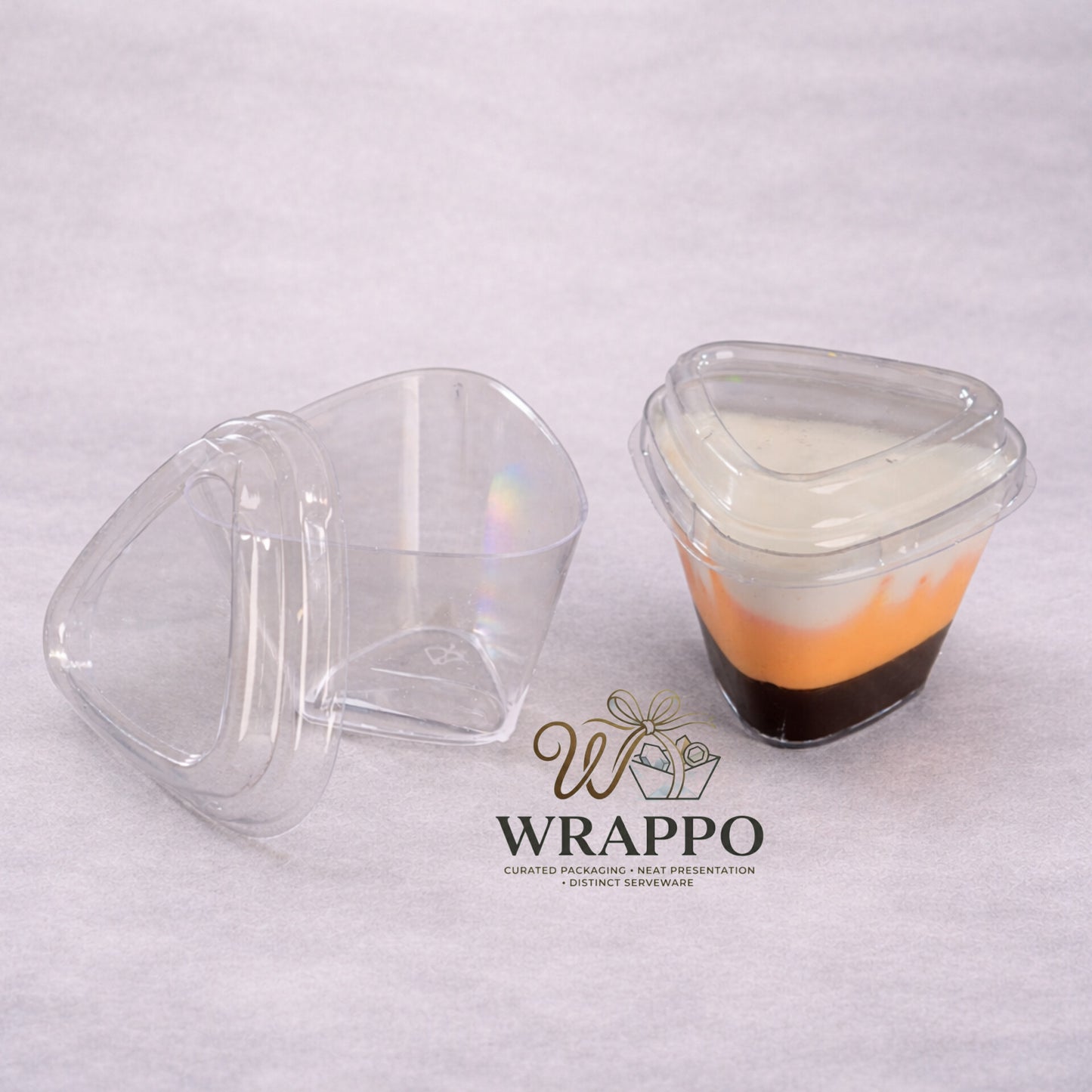 175 ML Triangle Dessert Cup With Lid
