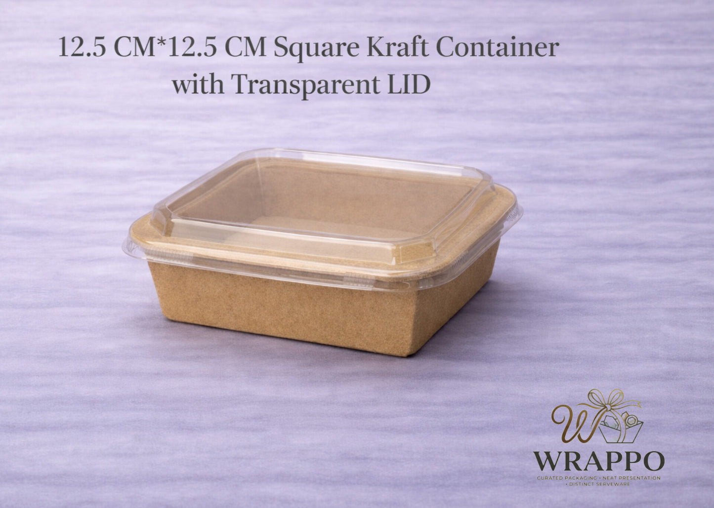 12.5 CM* 12.5 CM Square Kraft Container With Transparent LID