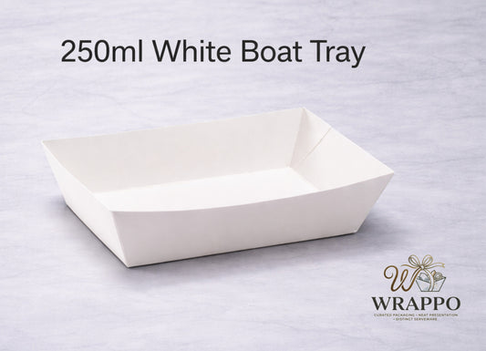 250 ML White Paper Boat Tray