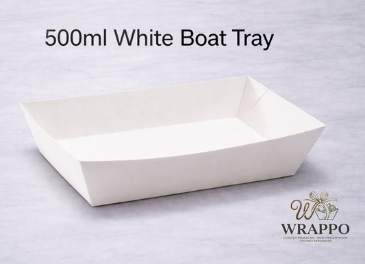 500 ML White Paper Boat Tray