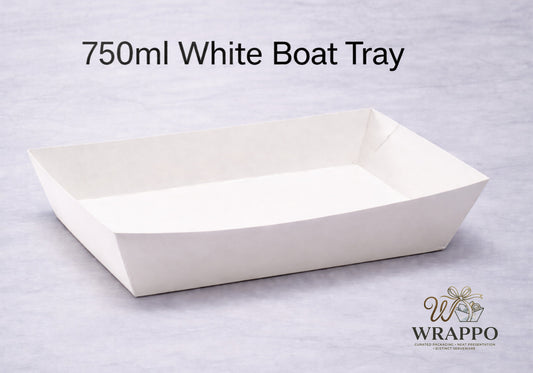 750 ML White Paper Boat Tray