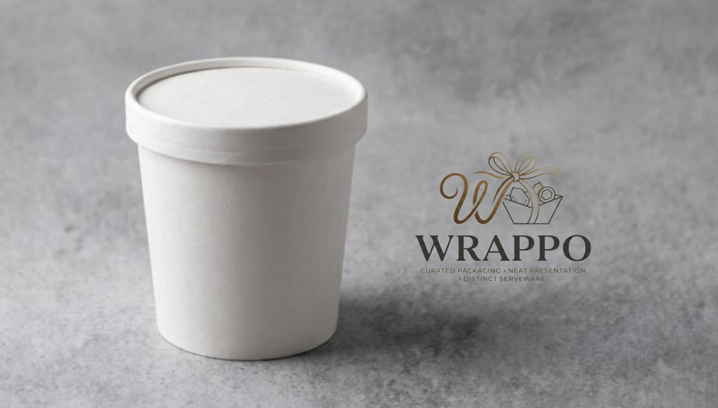 750 ML Premium White Paper Container With Lid