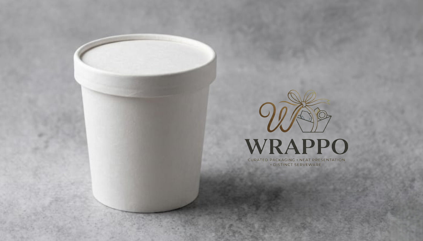 1000 ML Premium White Paper Container With Lid