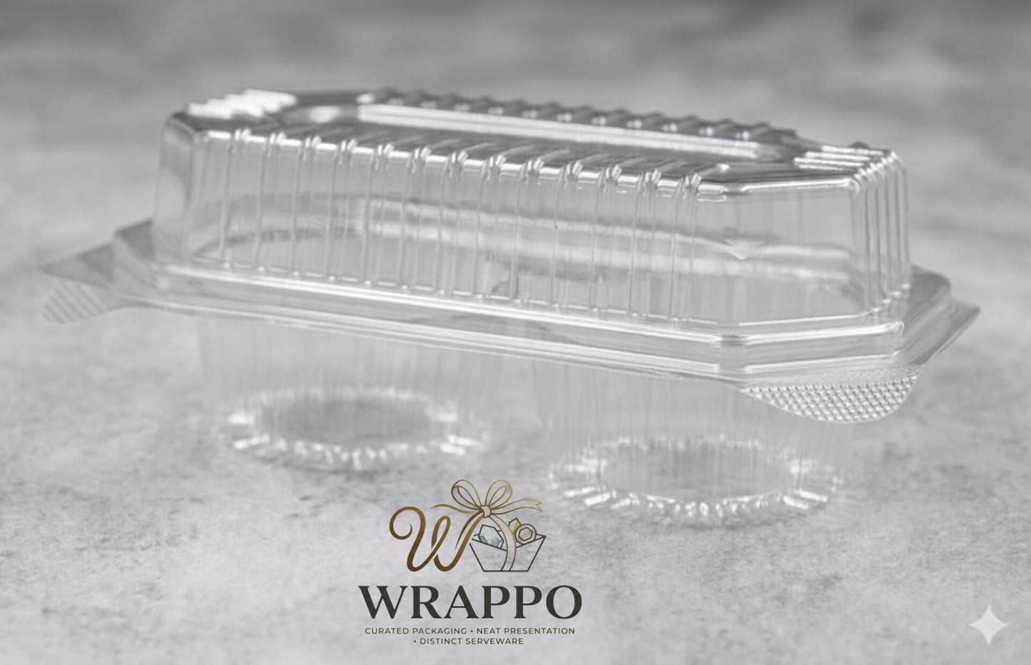 2 Compartment Clear Muffin Hinged Box