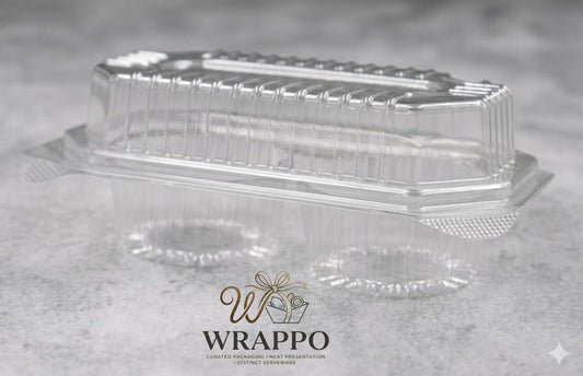 2 Compartment Clear Muffin Hinged Box
