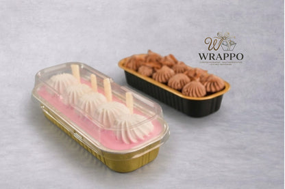 200 ML Boat Shaped Gold Base Aluminium Container With LID