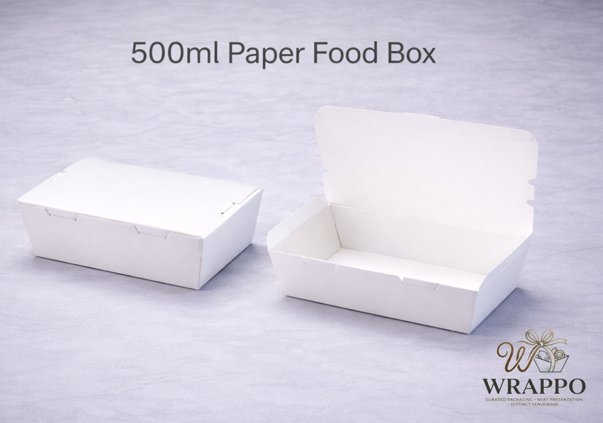 500 ML White Paper Food Box Disposable Takeaway Container Food Grade ...
