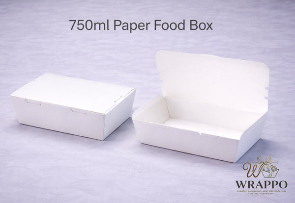 750 ML White Paper Food Box Disposable Takeaway Container Food Grade ...