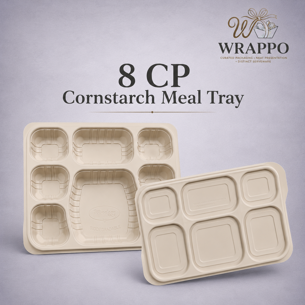 Corn Starch Meal Tray 8 Compartment With LID