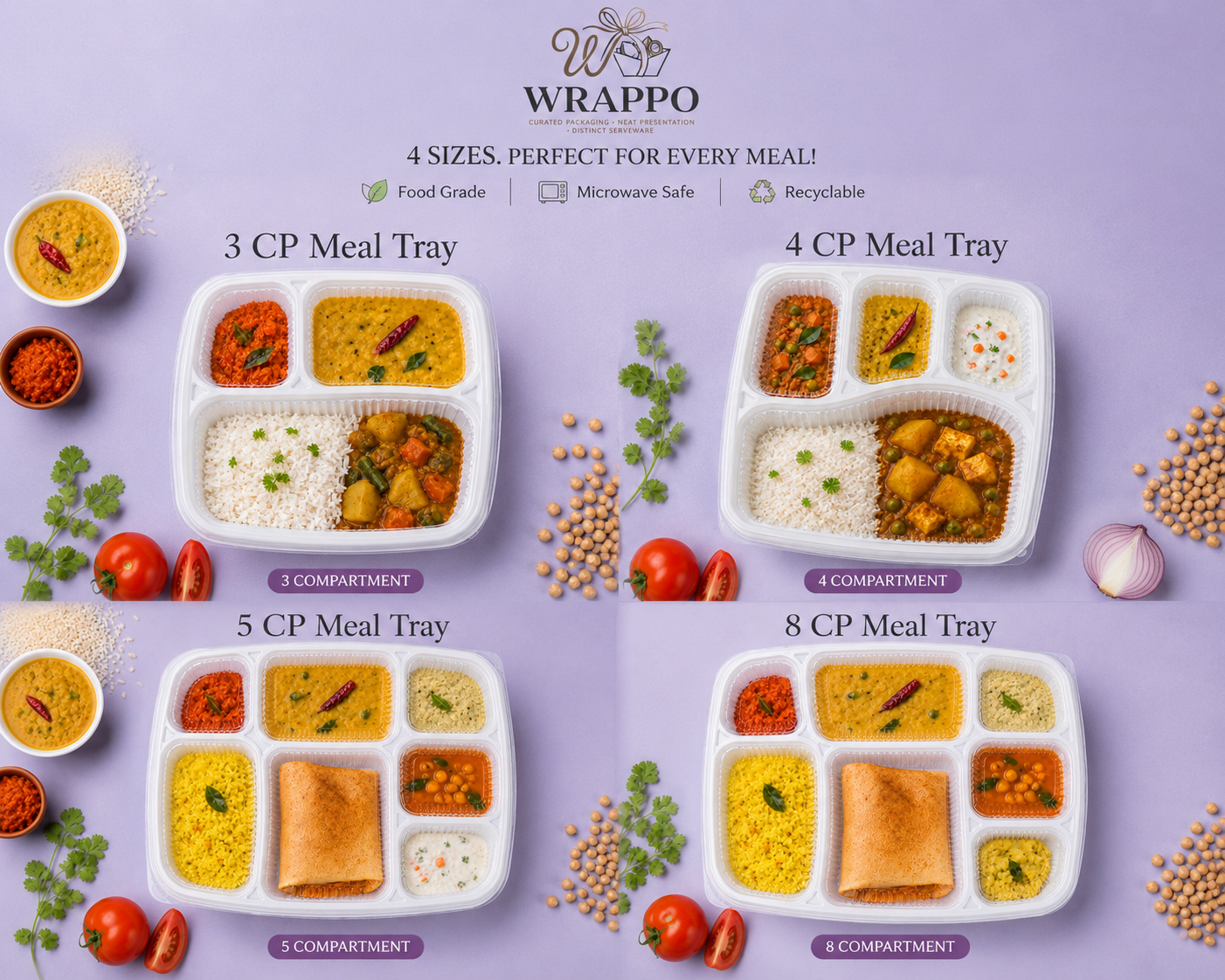 8CP Meal Tray With LID