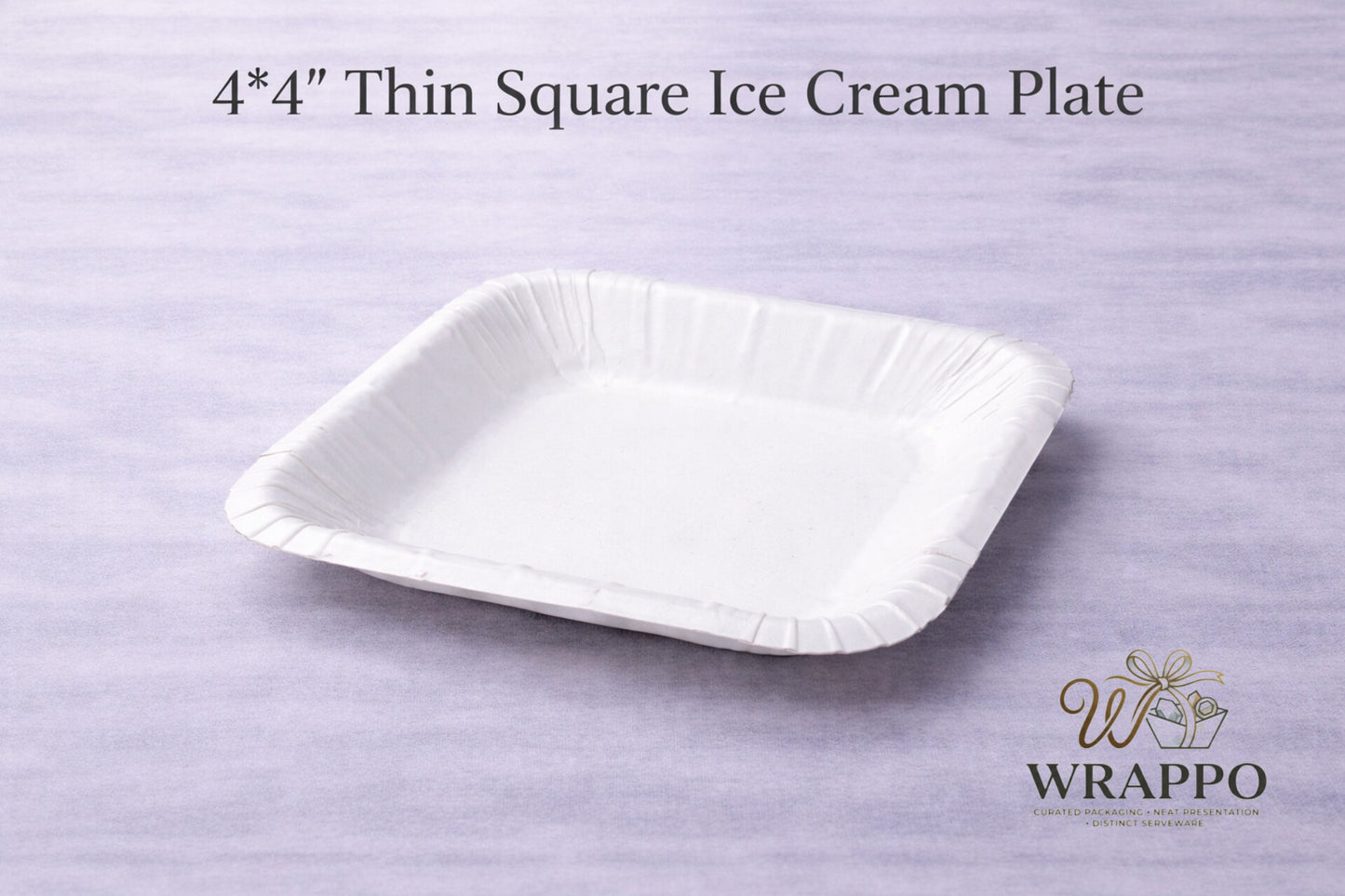 4*4 Thin Square Ice Cream Plate (Per Pack 50 pcs)