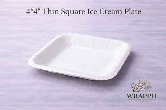 4*4 Thin Square Ice Cream Plate (Per Pack 50 pcs)