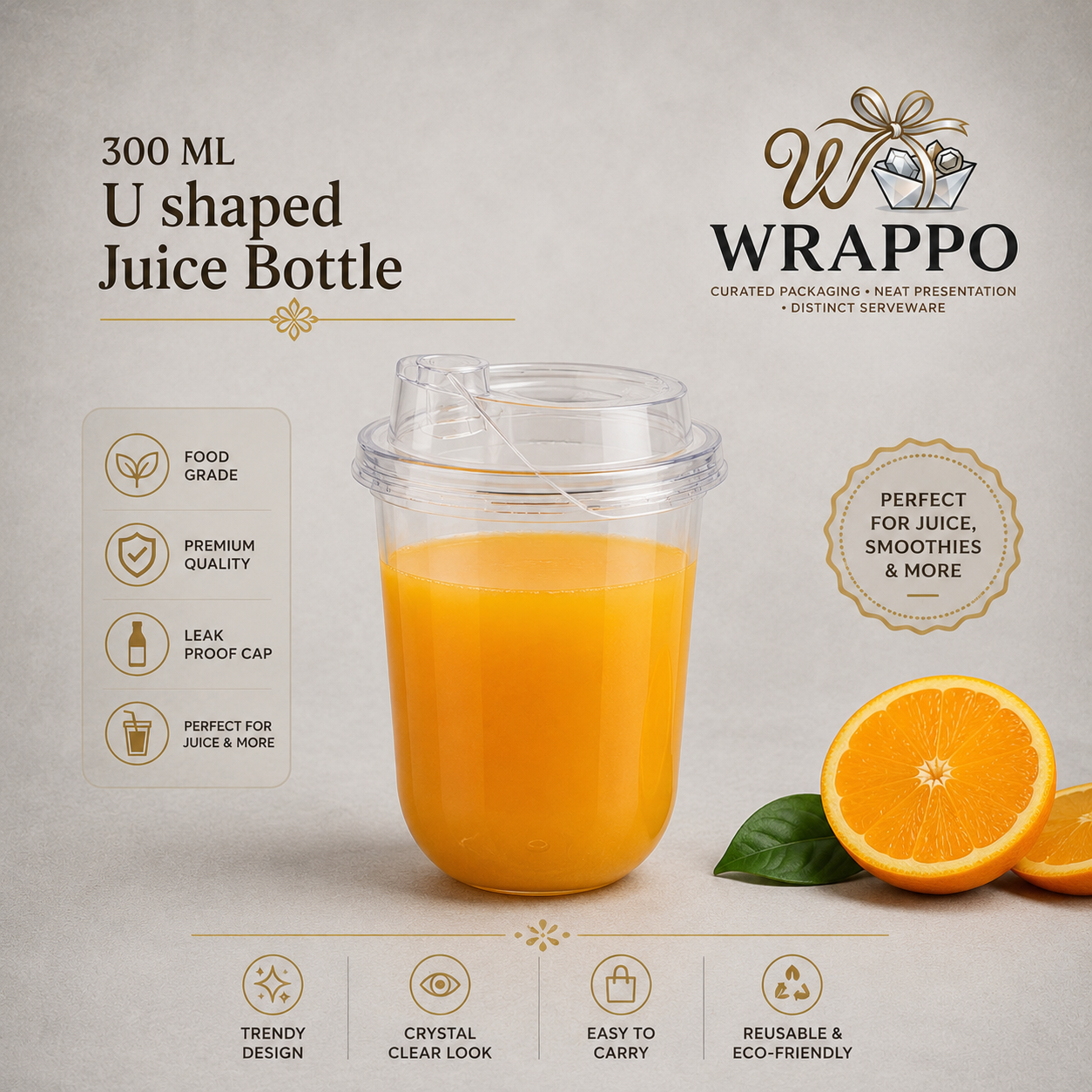 300 ML U Shaped Juice Bottle