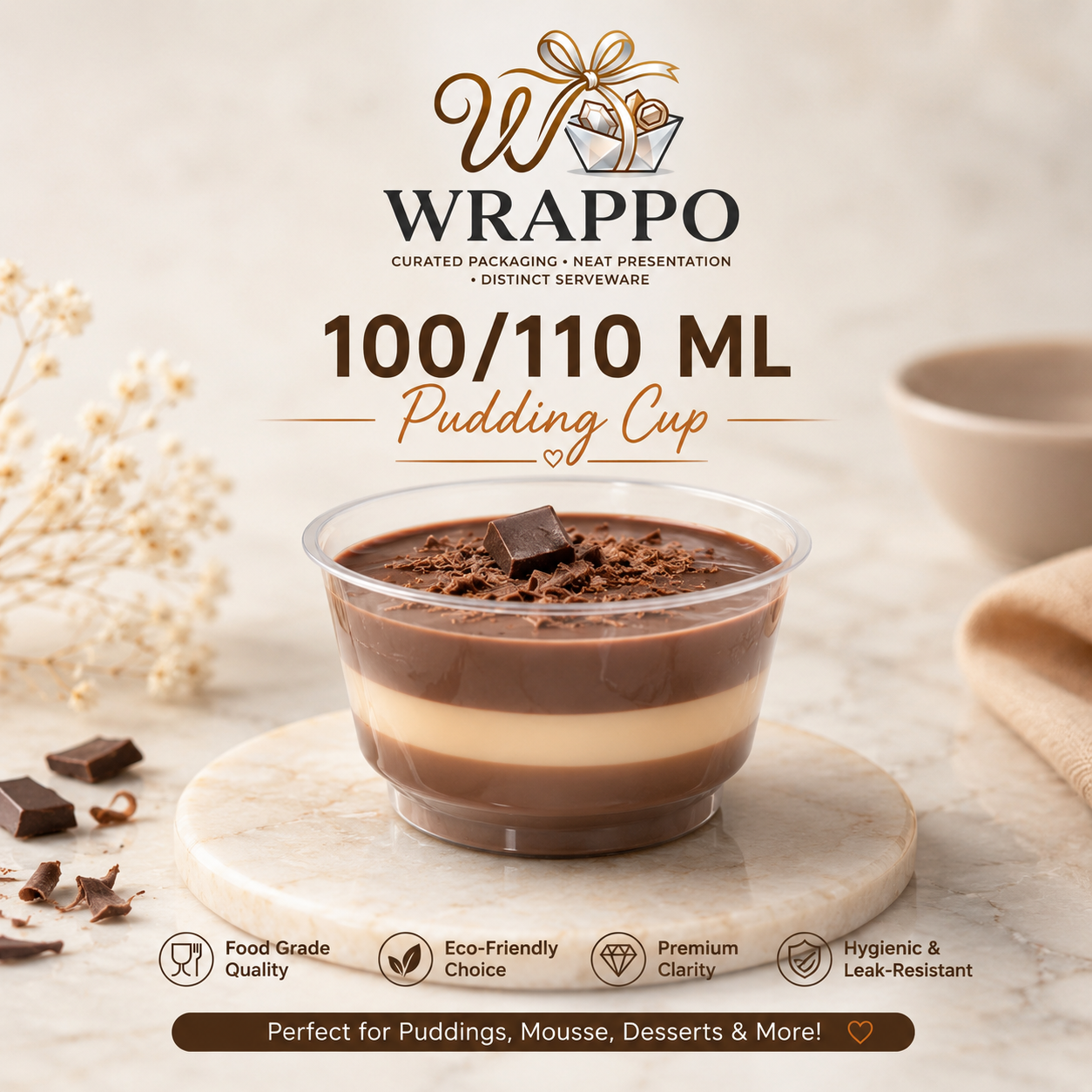 110 ML Pudding container Without LID