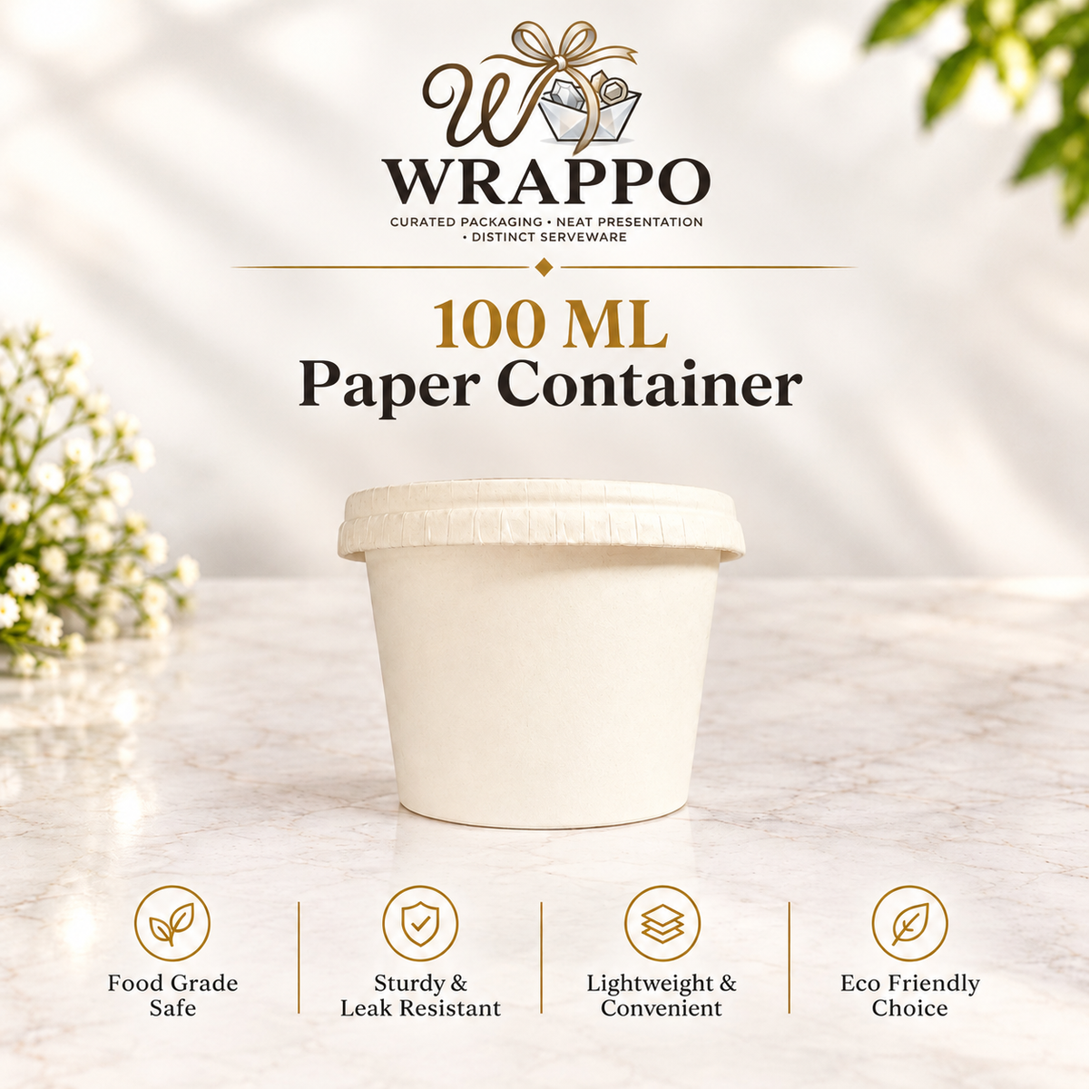 100 ML Paper Container With Lid