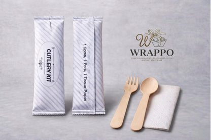 Wooden Cutlery Pouch ( Spoon, Fork & Tissue)